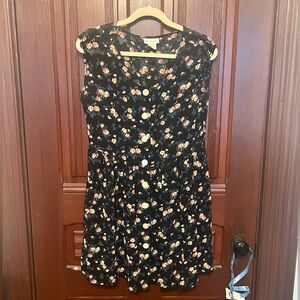 Vintage banana republic ditsy floral dress black flowers